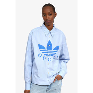Gucci x Adidas Blue/White Striped Long Sleeve Shirt Size 16